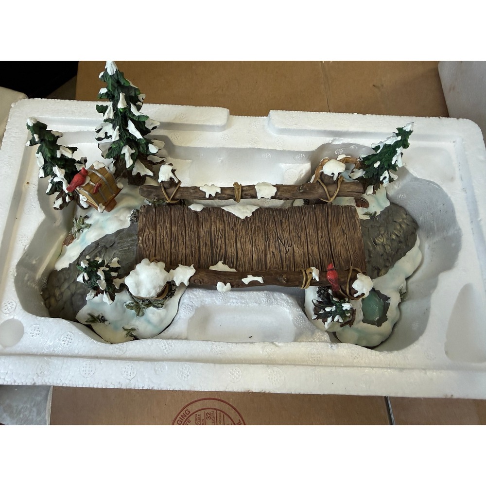 Dept 56 Mill Creek Wooden Bridge 52653 Village Accessory Snow Trees Cardinals